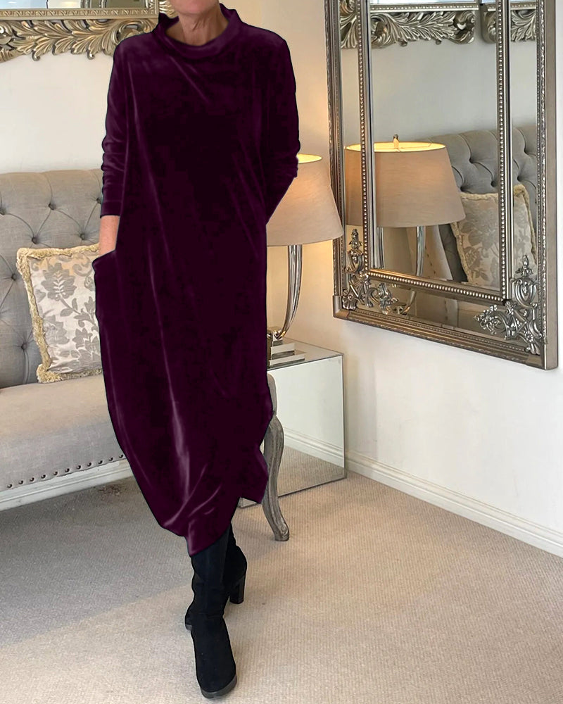 Stylish Velvet Dress with Convenient Pockets for Maximum Comfort