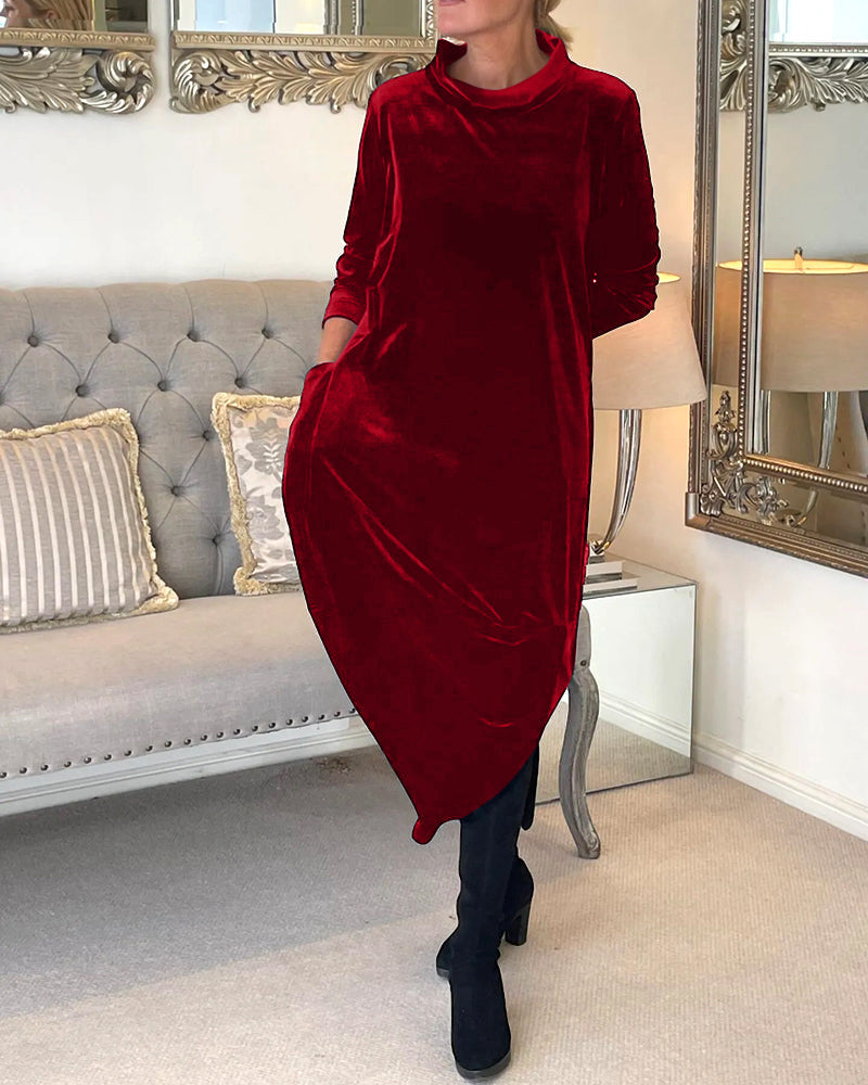 Stylish Velvet Dress with Convenient Pockets for Maximum Comfort