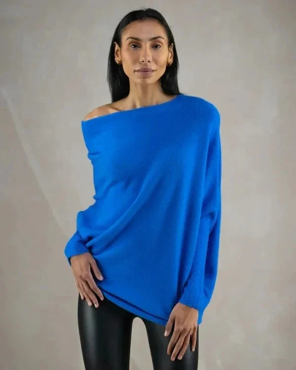Paulina Off-Center Draped Sweater