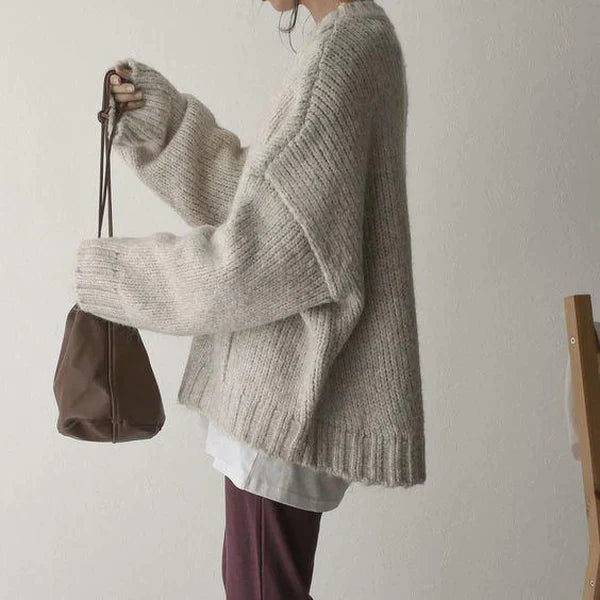 Cozy Oversized Sweater Featuring Convenient Pocket