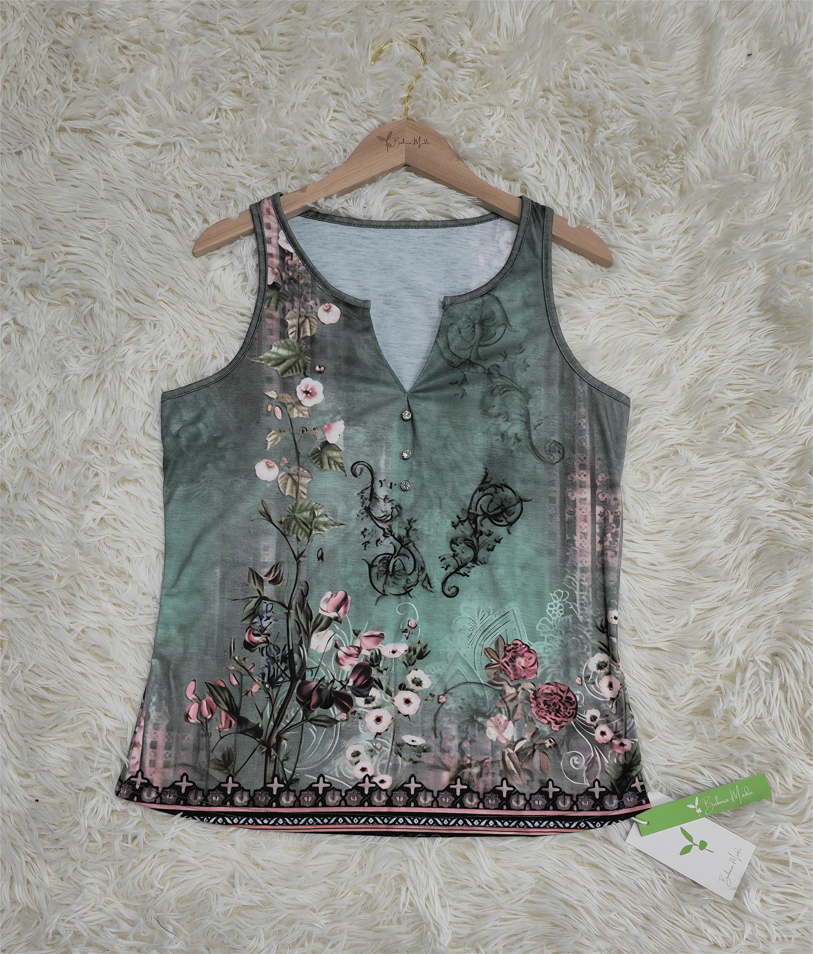 Floral Print Watercolor Sleeveless Blouse