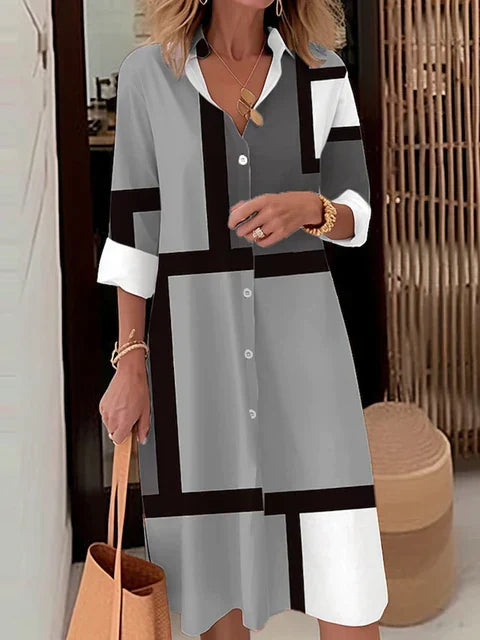 Stylish Button-Up Dress with Elegant Flair
