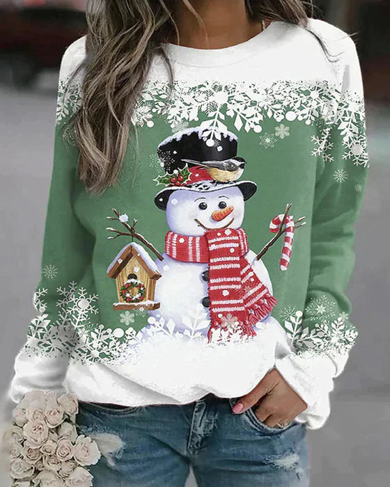 Freda - Vibrant Snowman Knit Sweater