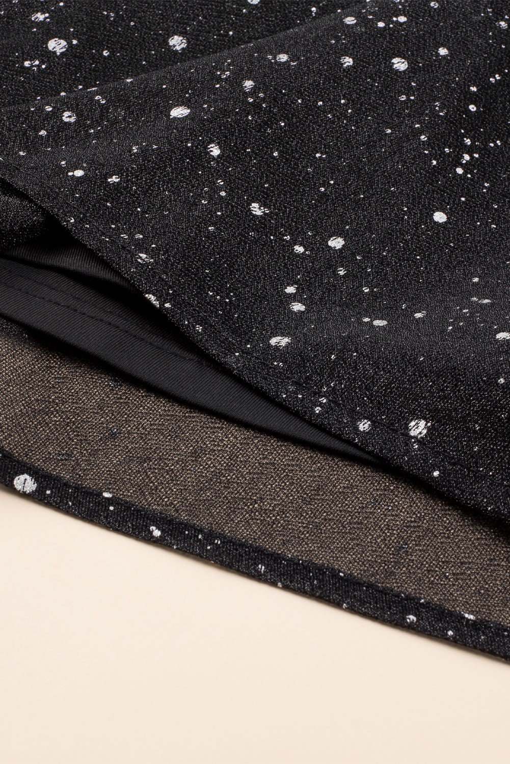 Chic Black Glitter Dress Featuring a Trendy Mesh Overlay