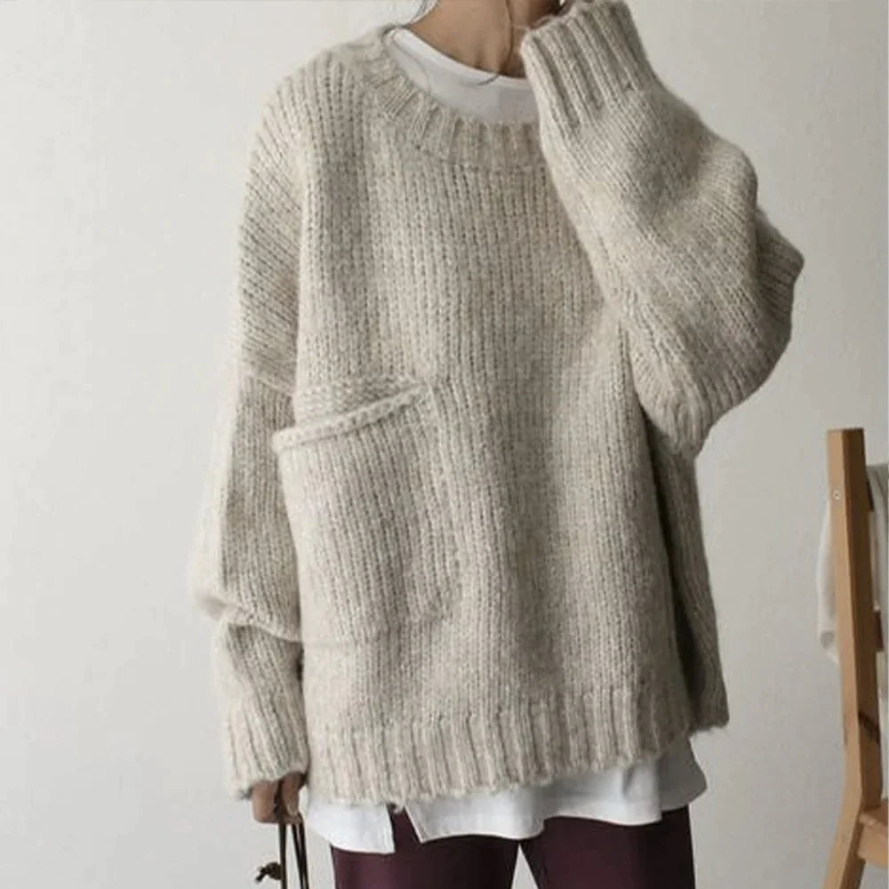 Cozy Oversized Sweater Featuring Convenient Pocket
