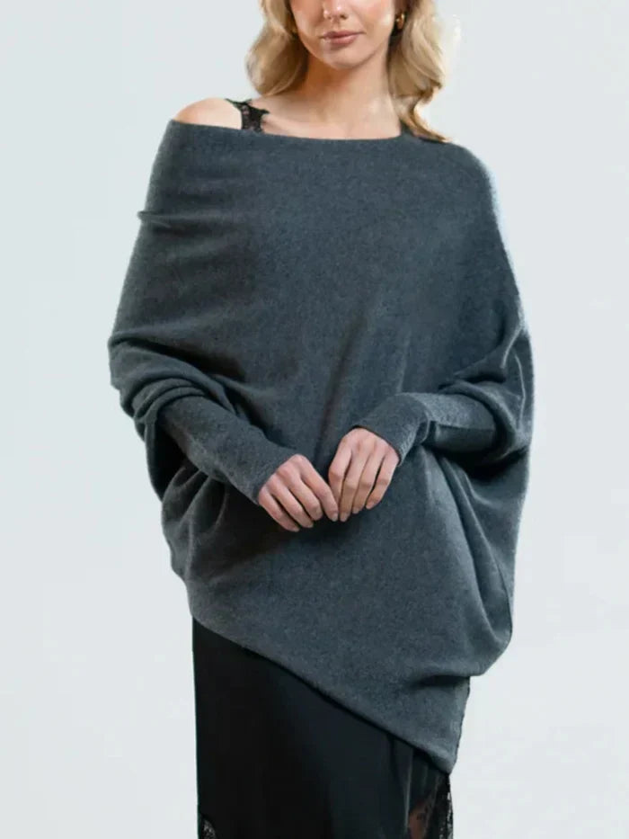 Paulina Off-Center Draped Sweater