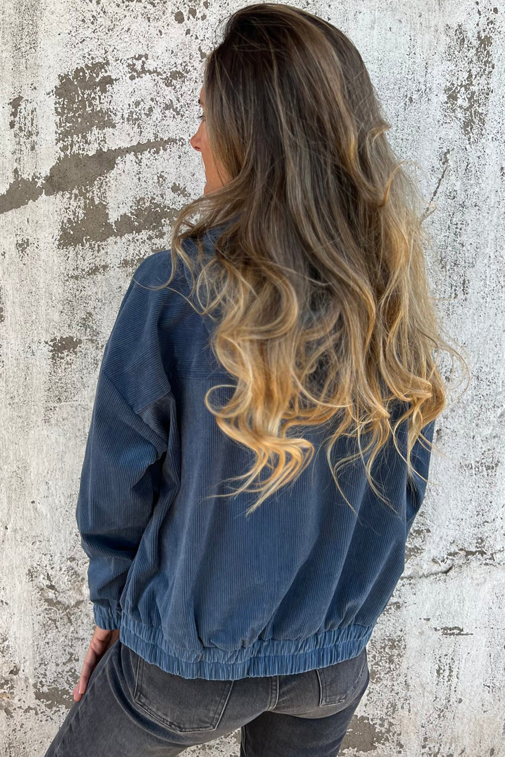 Teal Zippered Hooded Jacket with Adjustable Drawstring