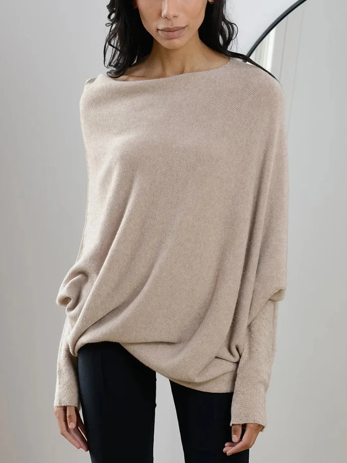 Paulina Off-Center Draped Sweater