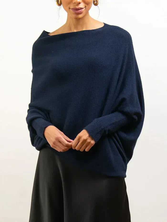 Paulina Off-Center Draped Sweater