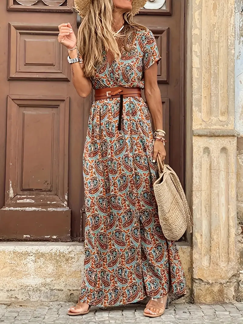 Women's Bohemian Maxi Dress - Long and Flowing Style