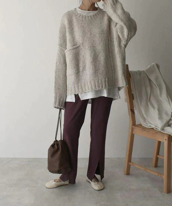 Cozy Oversized Sweater Featuring Convenient Pocket
