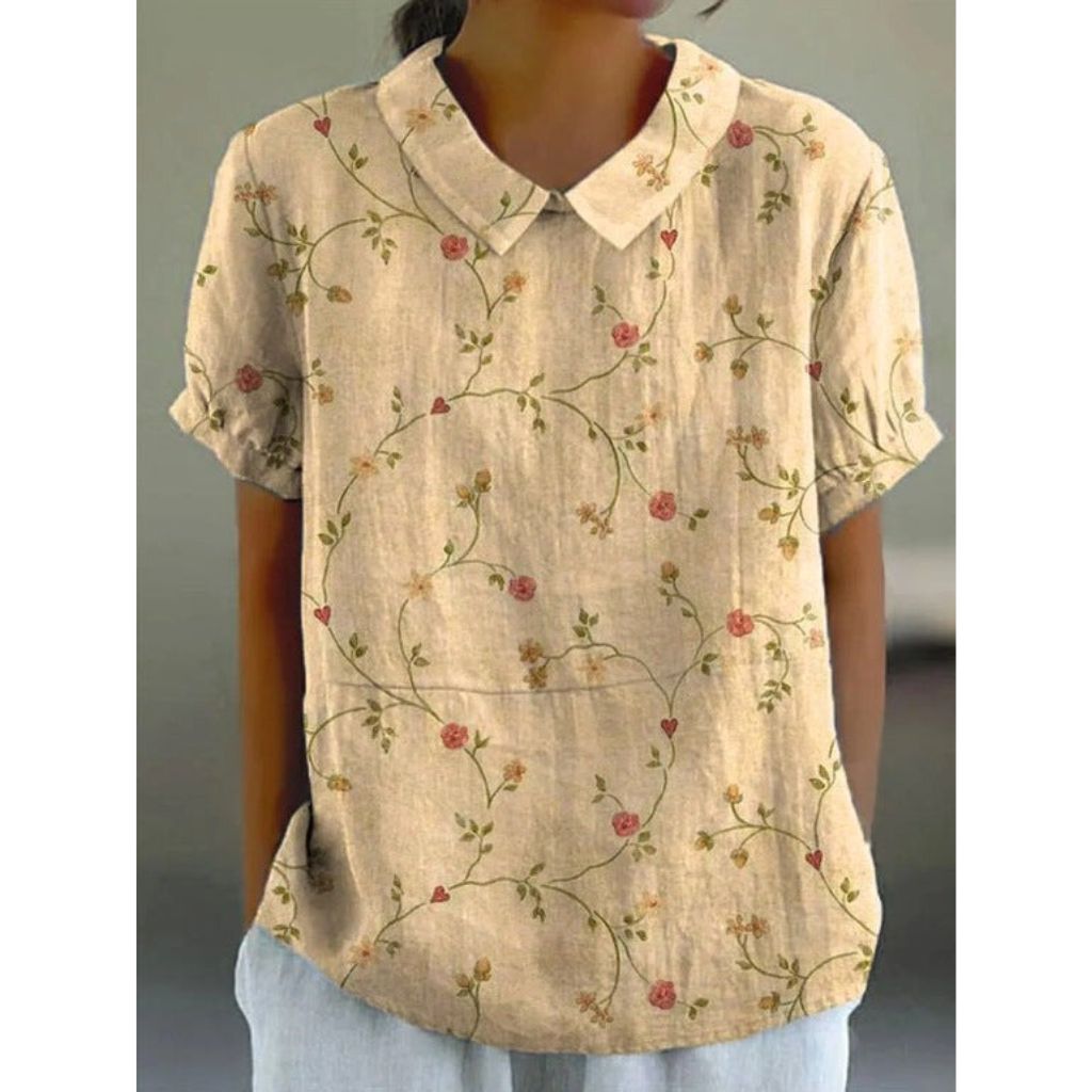 Floral Cotton Blouse with Pastoral Design