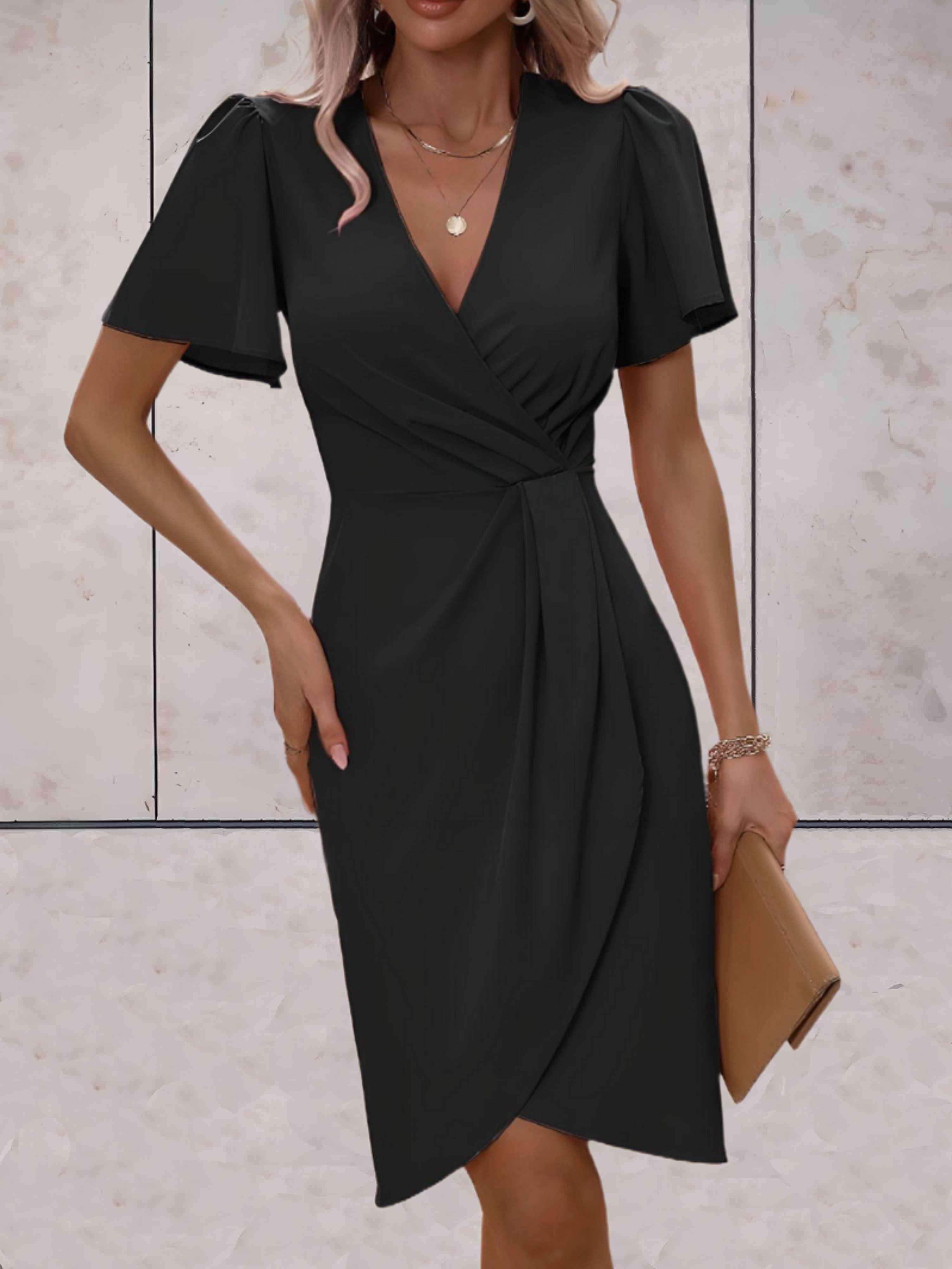 Chic Short Sleeve Wrap Dress