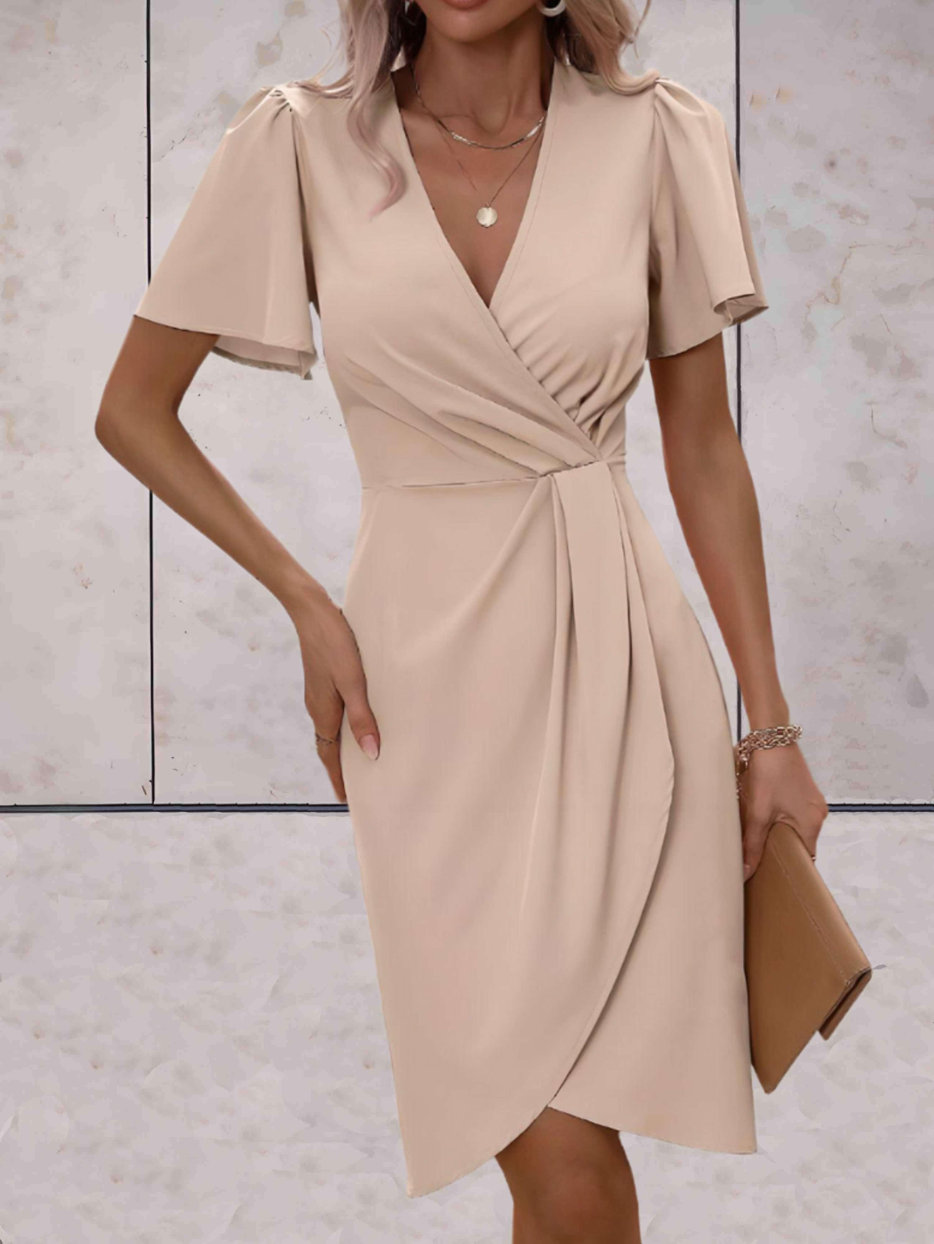 Chic Short Sleeve Wrap Dress