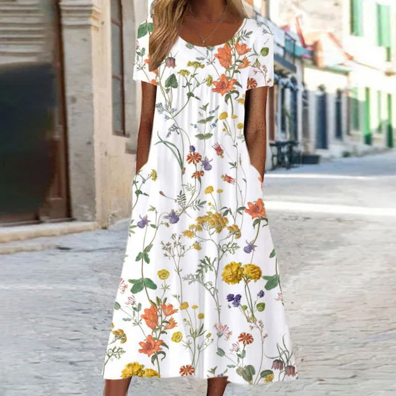 Chic Floral Dress with Tummy Control Feature