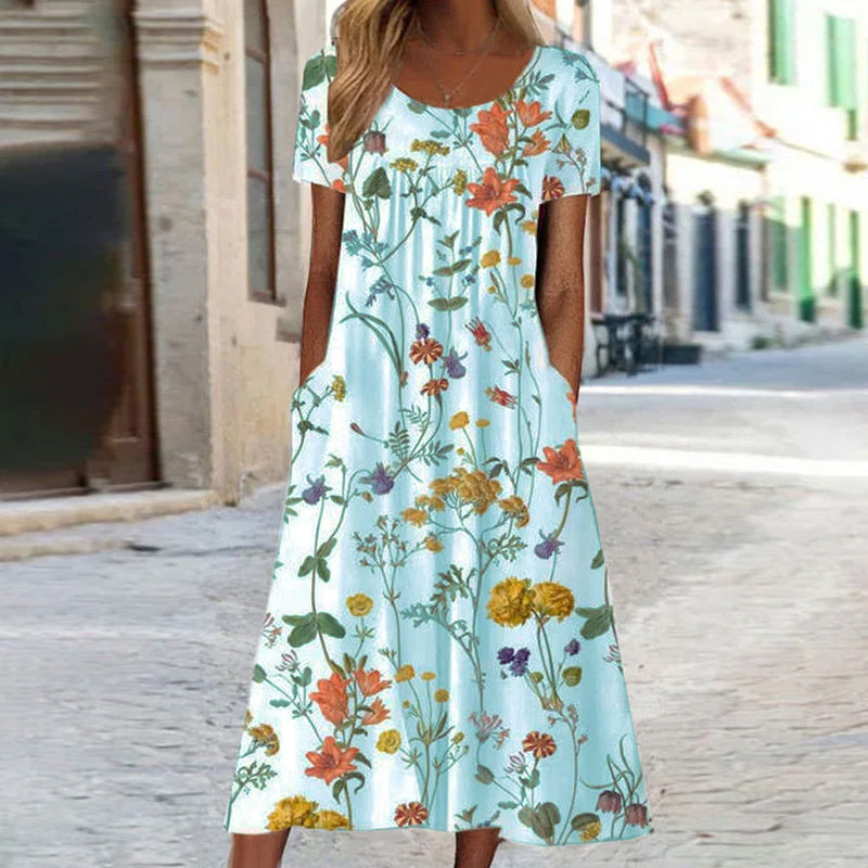Chic Floral Dress with Tummy Control Feature