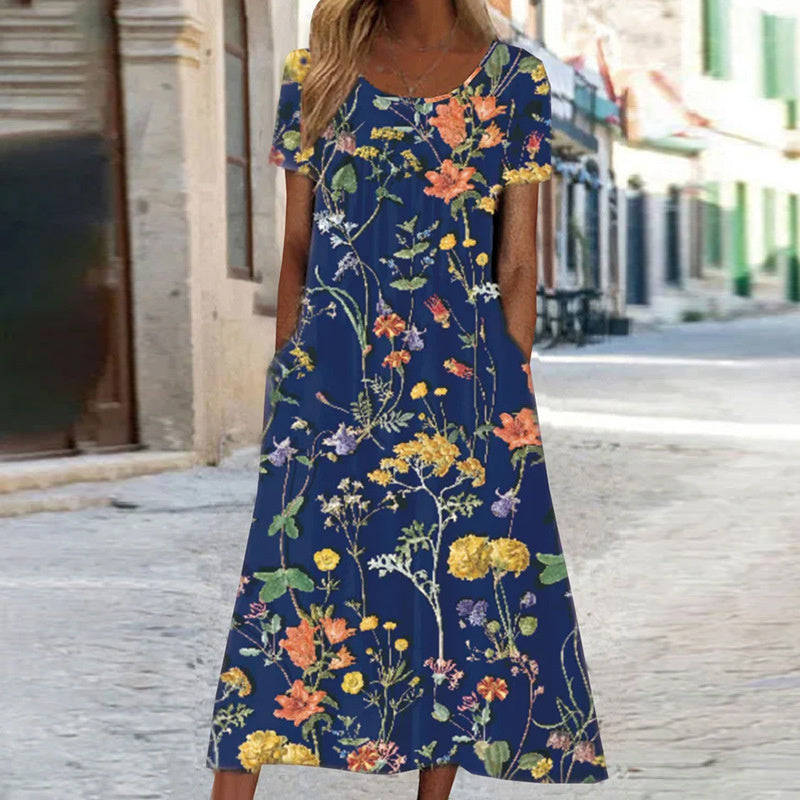 Chic Floral Dress with Tummy Control Feature