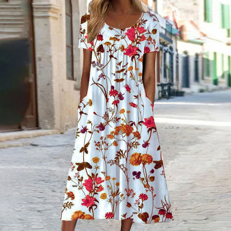 Chic Floral Dress with Tummy Control Feature