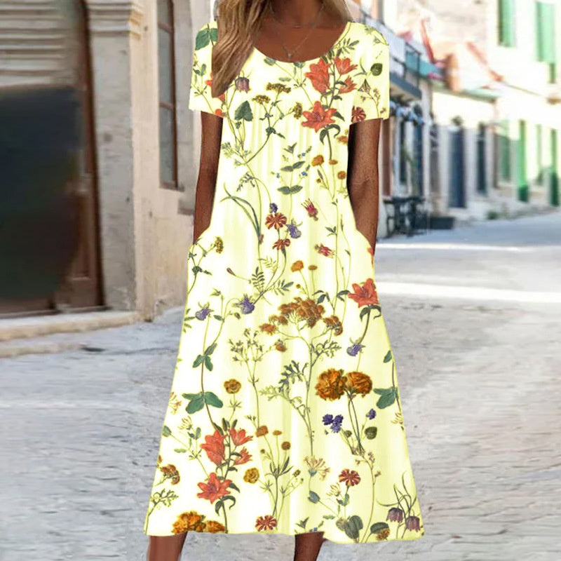 Chic Floral Dress with Tummy Control Feature