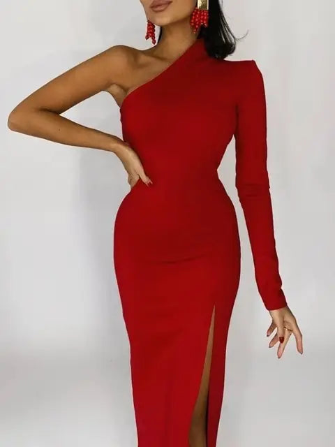 Chic One-Shoulder Elegant Evening Dress