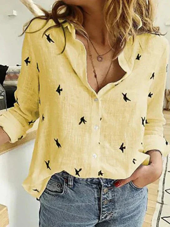 Chic Long-Sleeve Cotton Top for Women