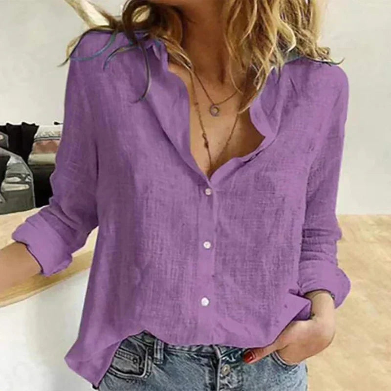 Chic Long-Sleeve Cotton Top for Women