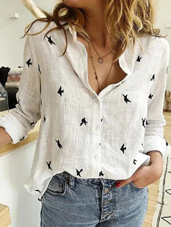 Chic Long-Sleeve Cotton Top for Women