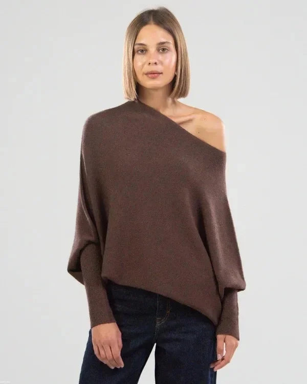 Paulina Off-Center Draped Sweater