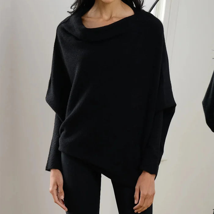 Paulina Off-Center Draped Sweater