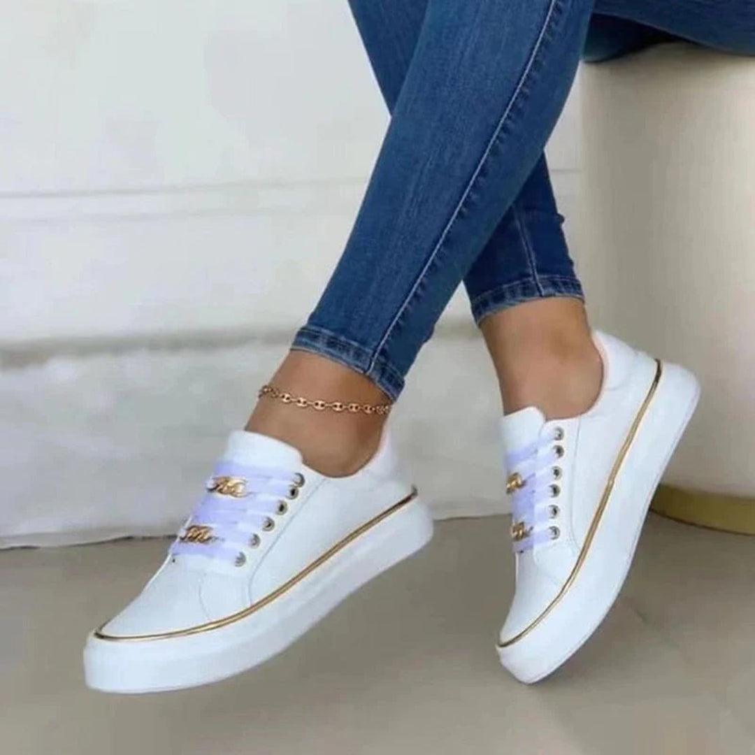 Chic Women's Sneakers Featuring Elegant Gold Details