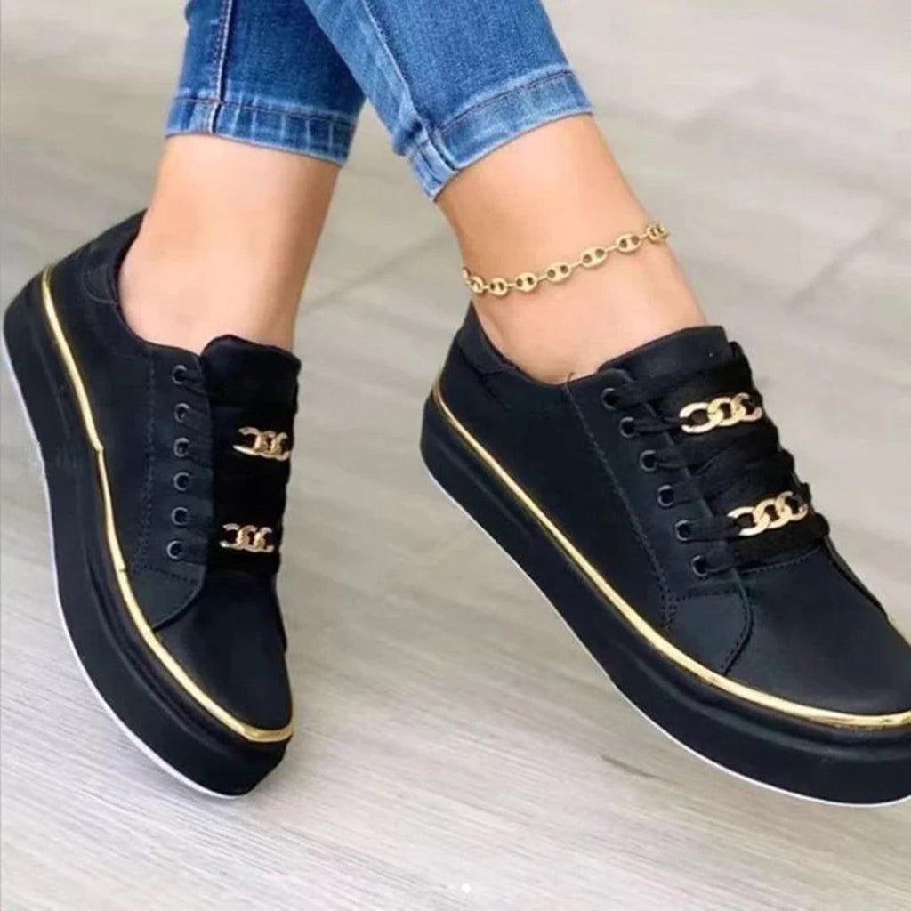 Chic Women's Sneakers Featuring Elegant Gold Details