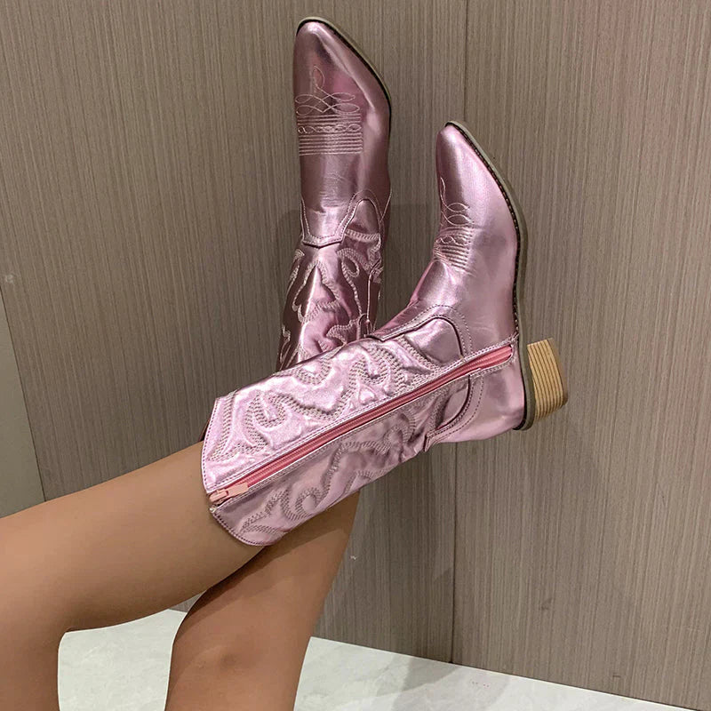Chic Metallic Western Boots