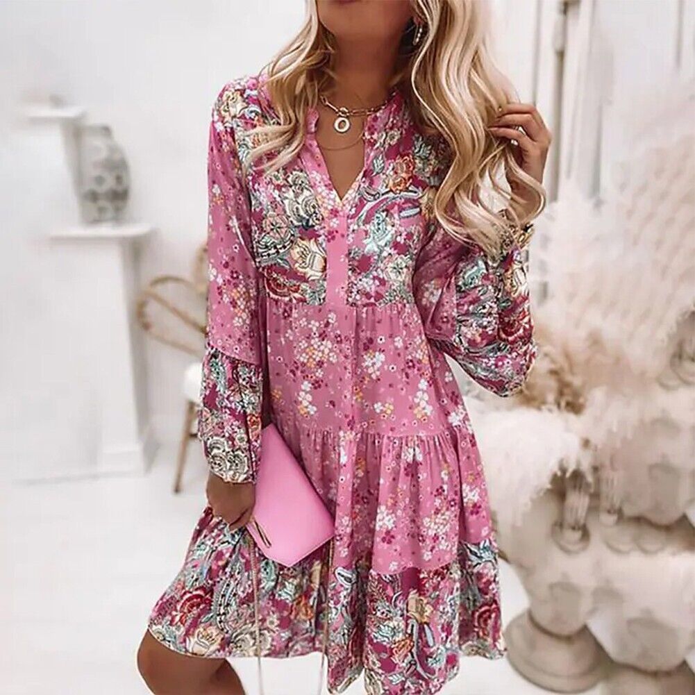Bries – Bohemian Floral Print Midi Dress